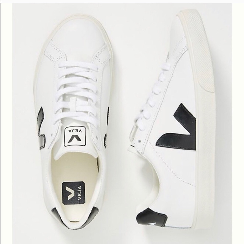 Veja White Sneakers with Black V Logo